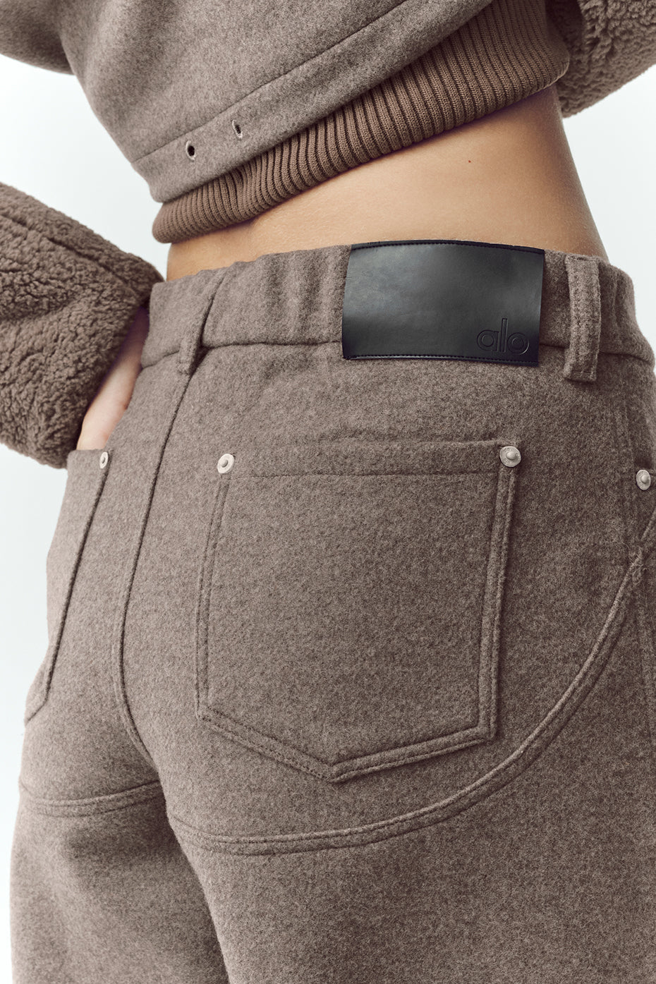 alo Wool Blend Nightcap Wide Leg Pant - Alpine Cocoa Heather