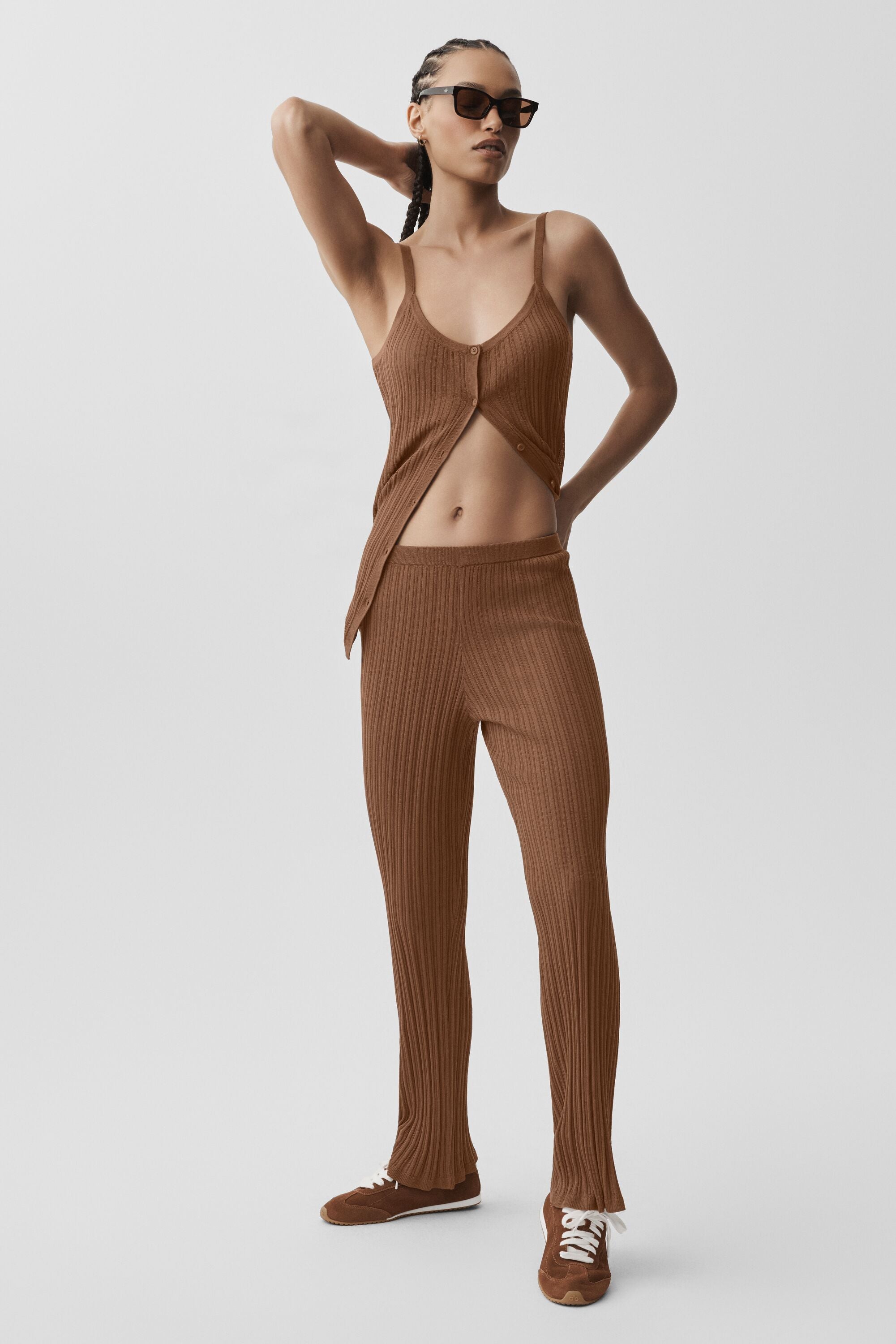 alo Sweater High-Waist Sunlit Straight Leg Pant - Sun Kissed Brown