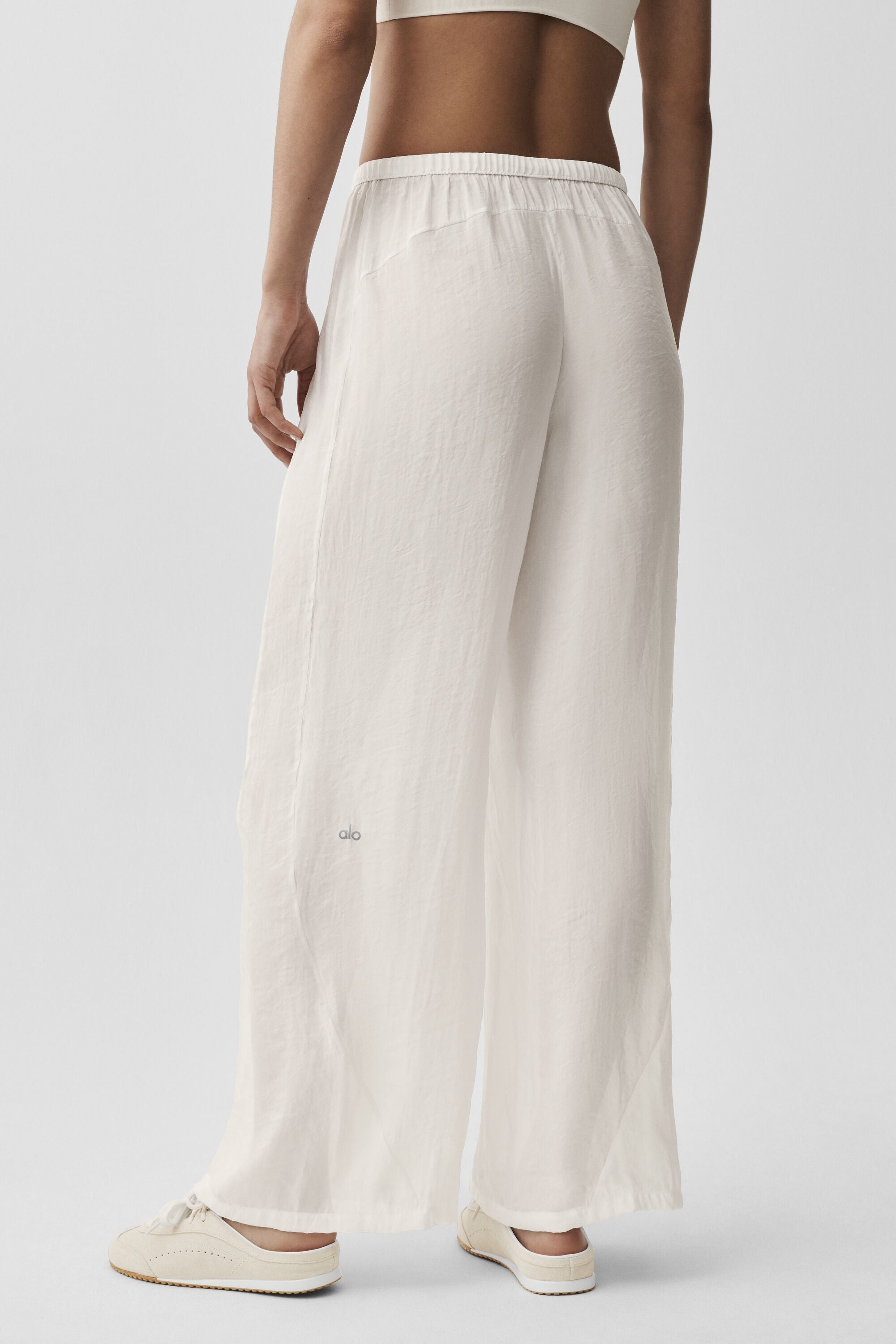 alo Semi-Sheer Golden Hour High-Waist Straight Leg Pant - Ivory