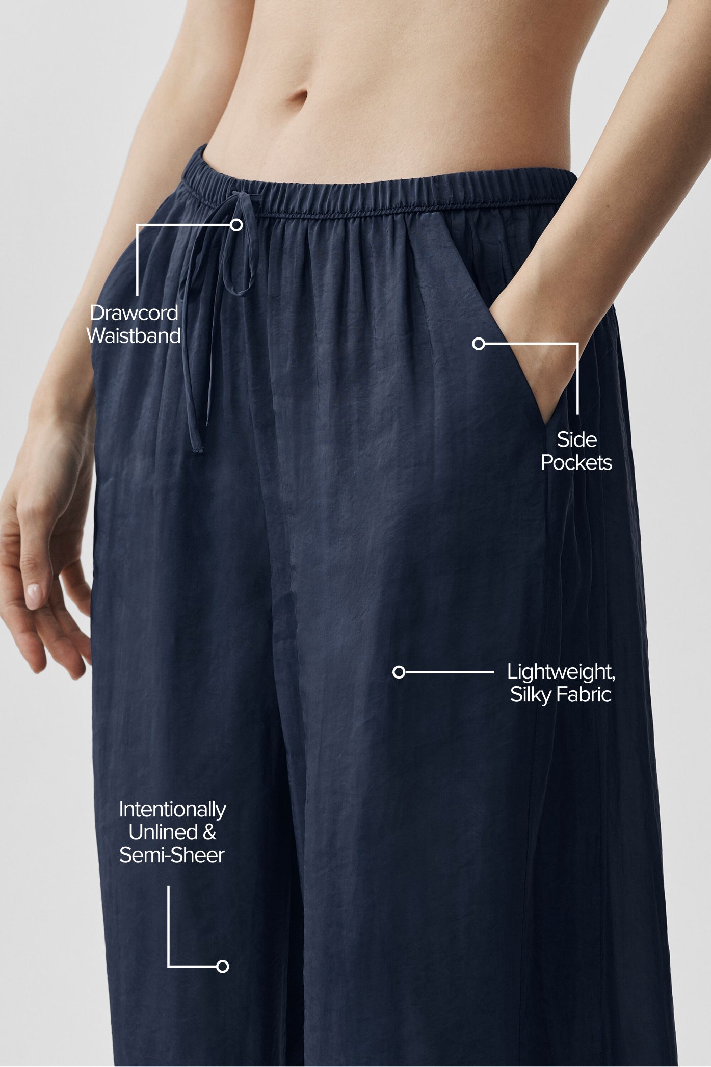alo Semi-Sheer Golden Hour High-Waist Straight Leg Pant - Navy