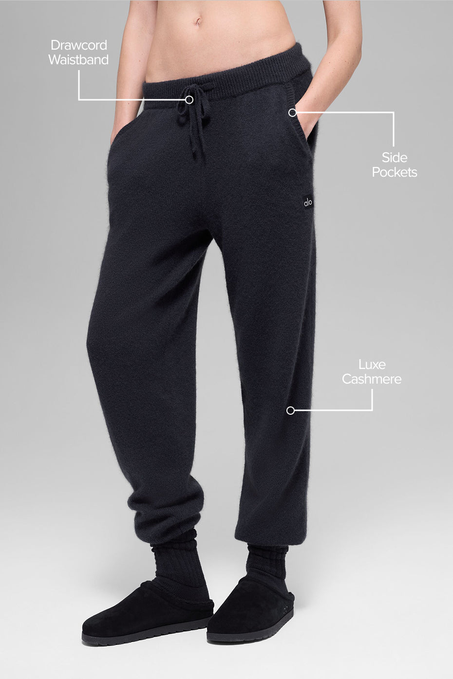 alo Wool Cashmere High-Waist New Class Jogger - Black