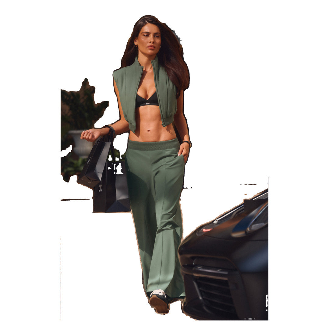 ALO High-Waist Momentum Straight Leg Pant - Bamboo Green