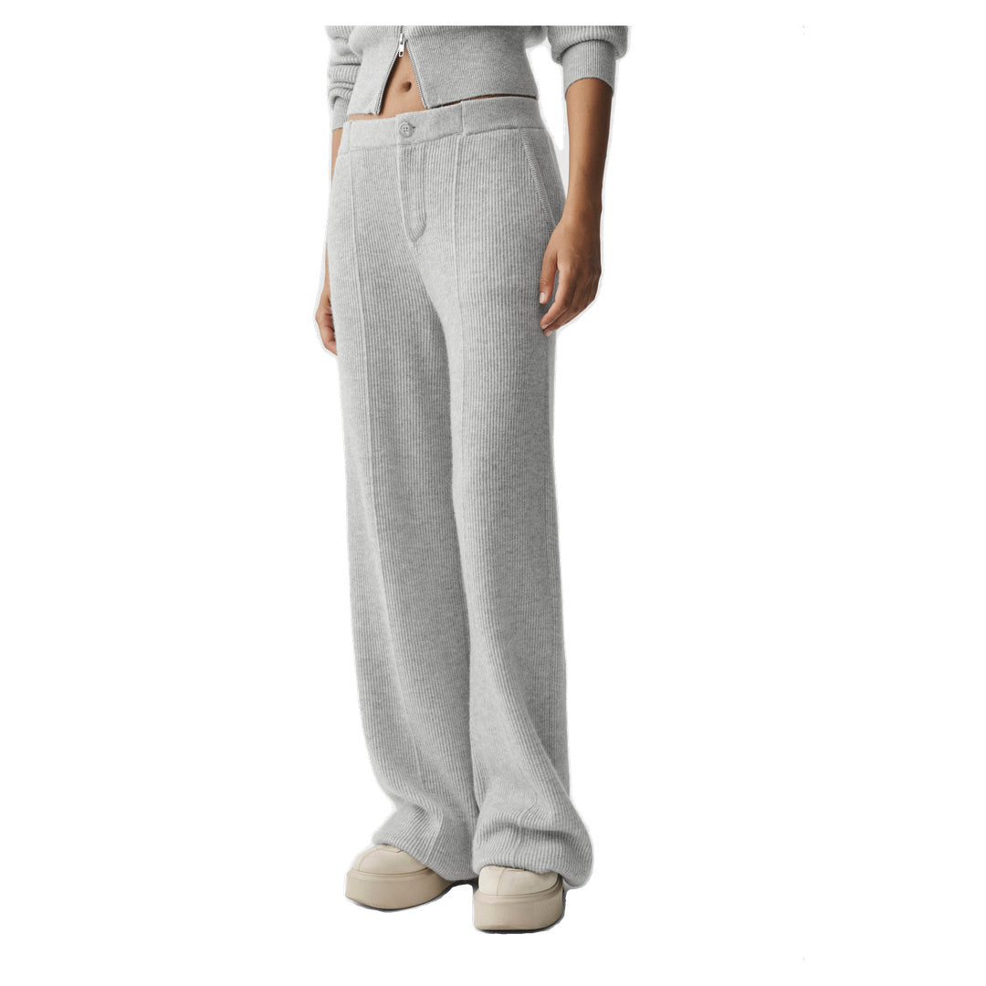 ALO Cashmere Wool Low-Rise Harmony Trouser (Regular) - Athletic Heather Grey