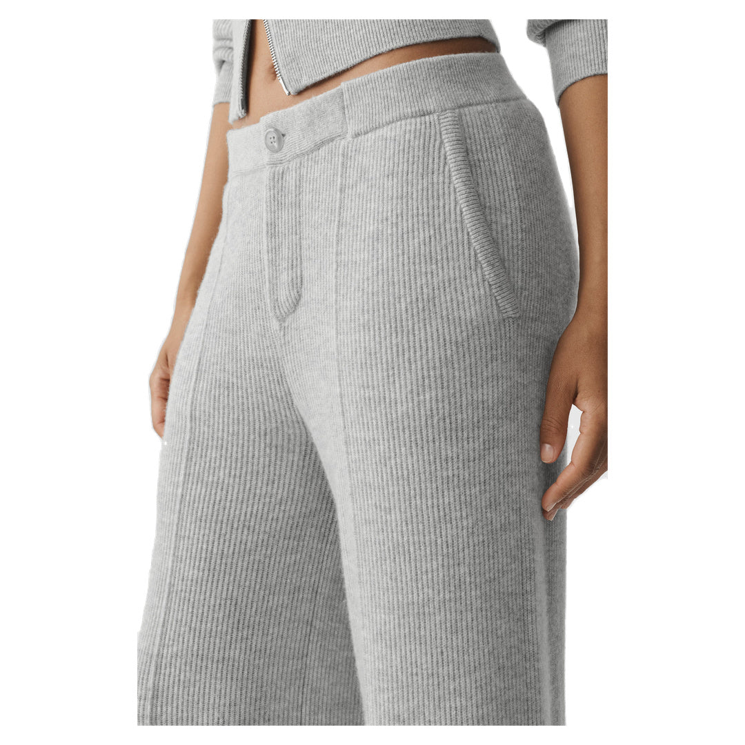 ALO Cashmere Wool Low-Rise Harmony Trouser (Long) - Athletic Heather Grey
