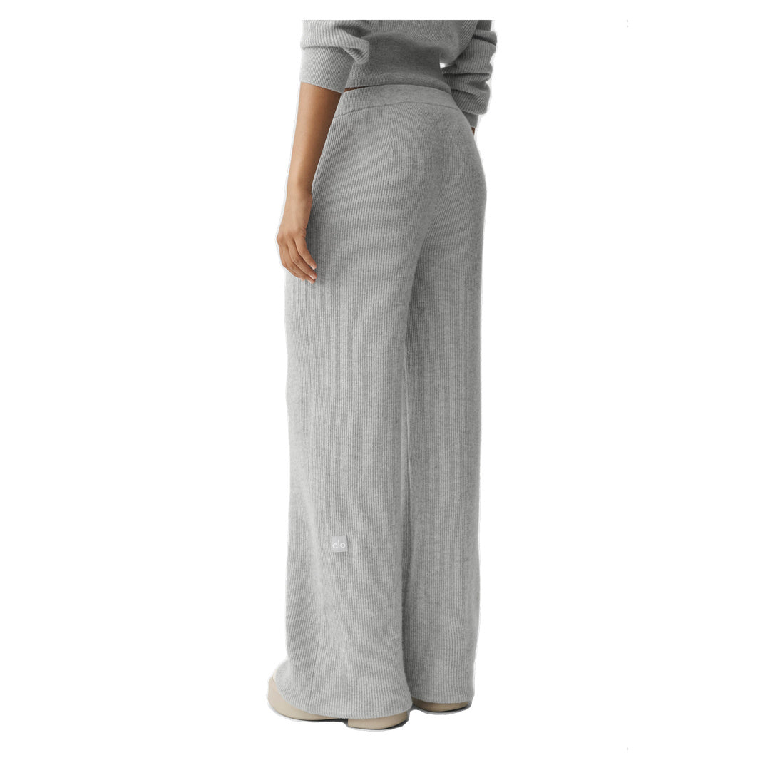 ALO Cashmere Wool Low-Rise Harmony Trouser (Regular) - Athletic Heather Grey