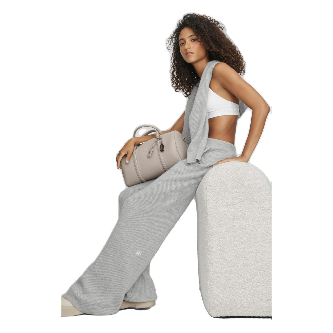 ALO Cashmere Wool Low-Rise Harmony Trouser (Regular) - Athletic Heather Grey