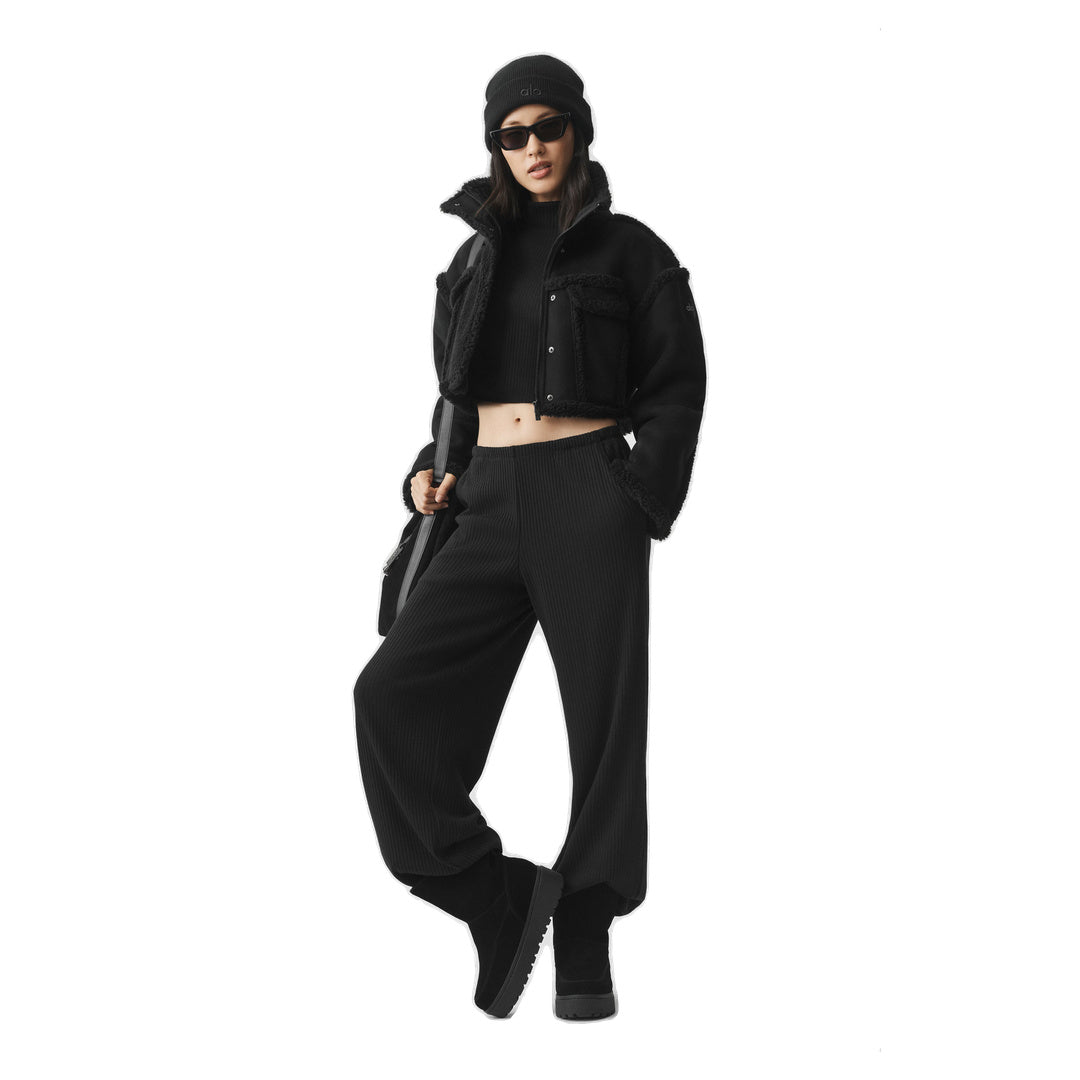 ALO Ribbed Mid-Rise Reset Pant - Black