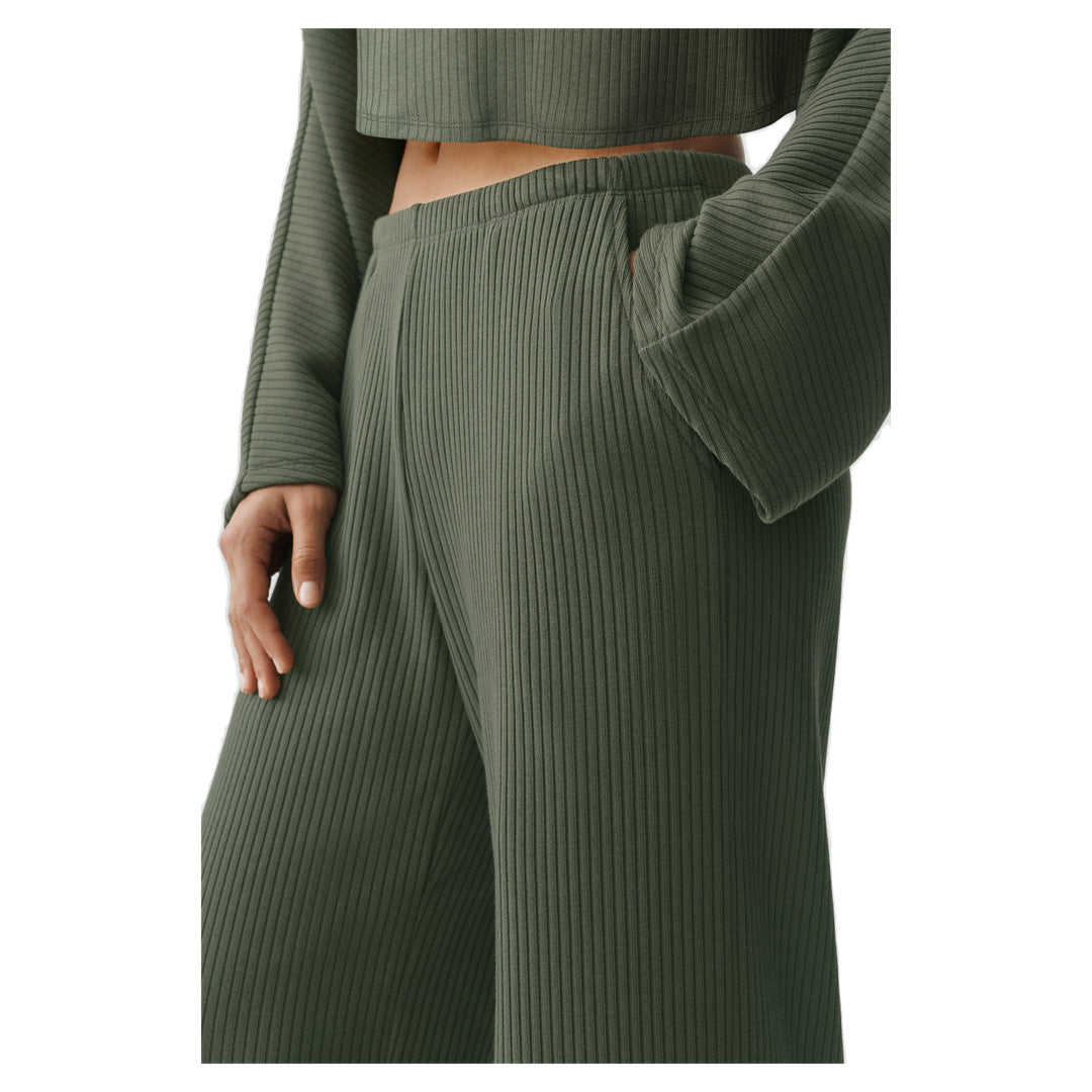 ALO Ribbed Mid-Rise Reset Pant - Bamboo Green
