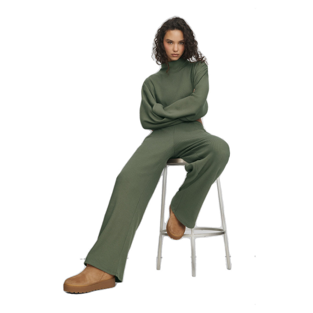 ALO Ribbed Mid-Rise Reset Pant - Bamboo Green