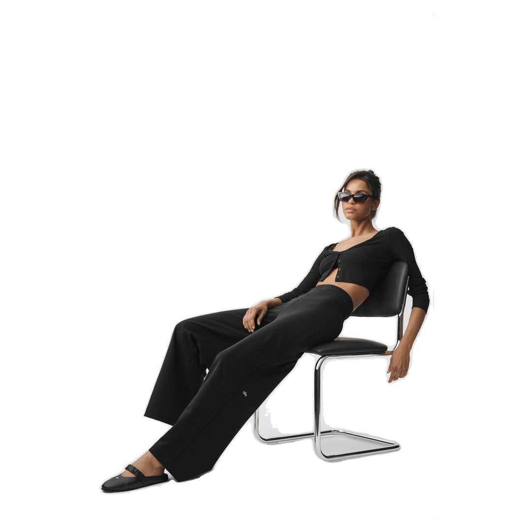ALO Airbrush High-Waist Wide Leg Pant (Regular) - Black