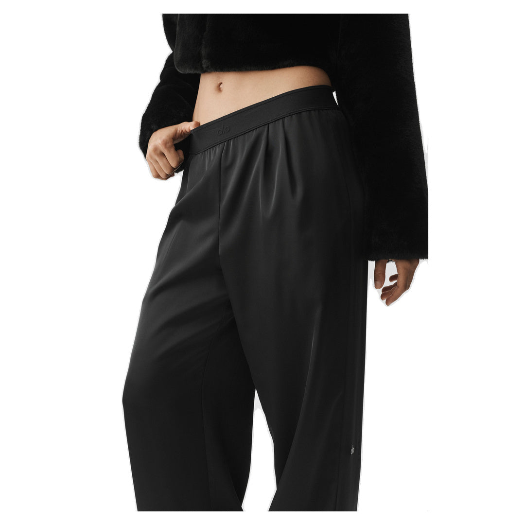 ALO Satin High-Waist Smooth Talker Pant (Long) - Black
