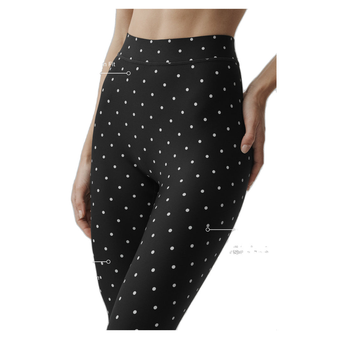 ALO Airlift Polka Dot High-Waist Iconic 90's Capri - Black/White