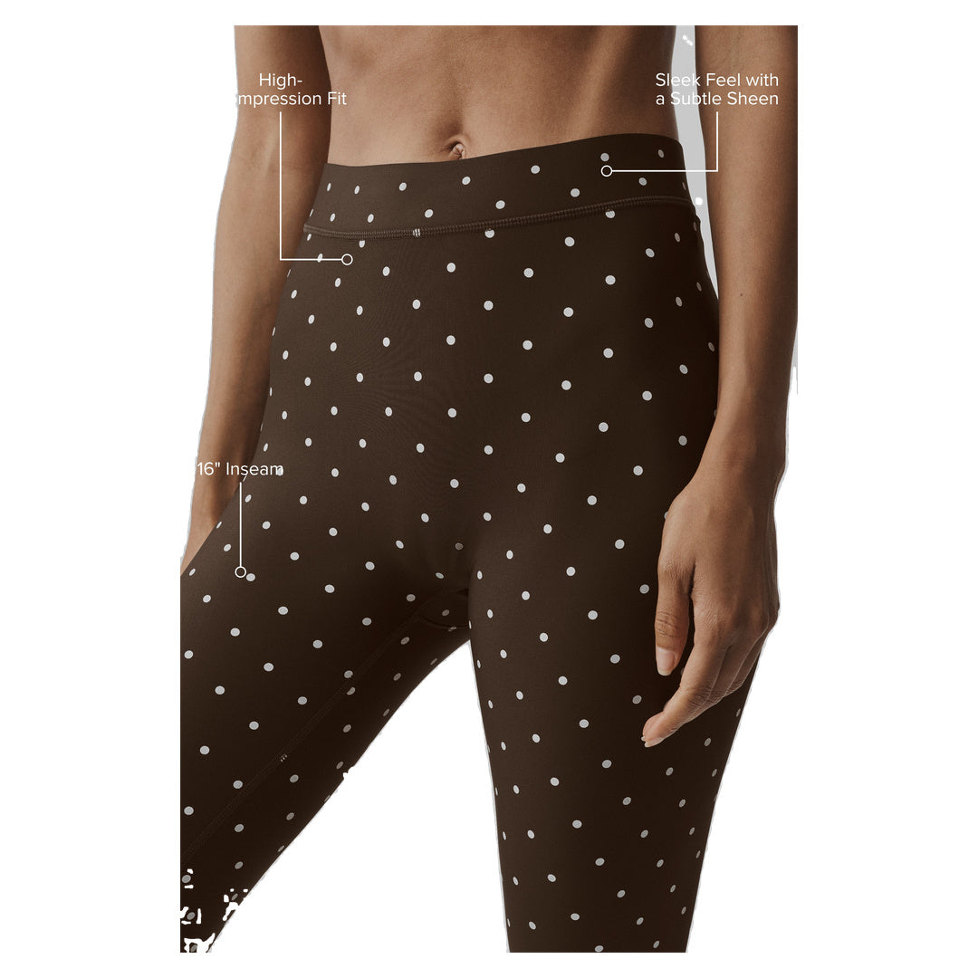 ALO Airlift Polka Dot High-Waist Iconic 90's Capri - Espresso/White