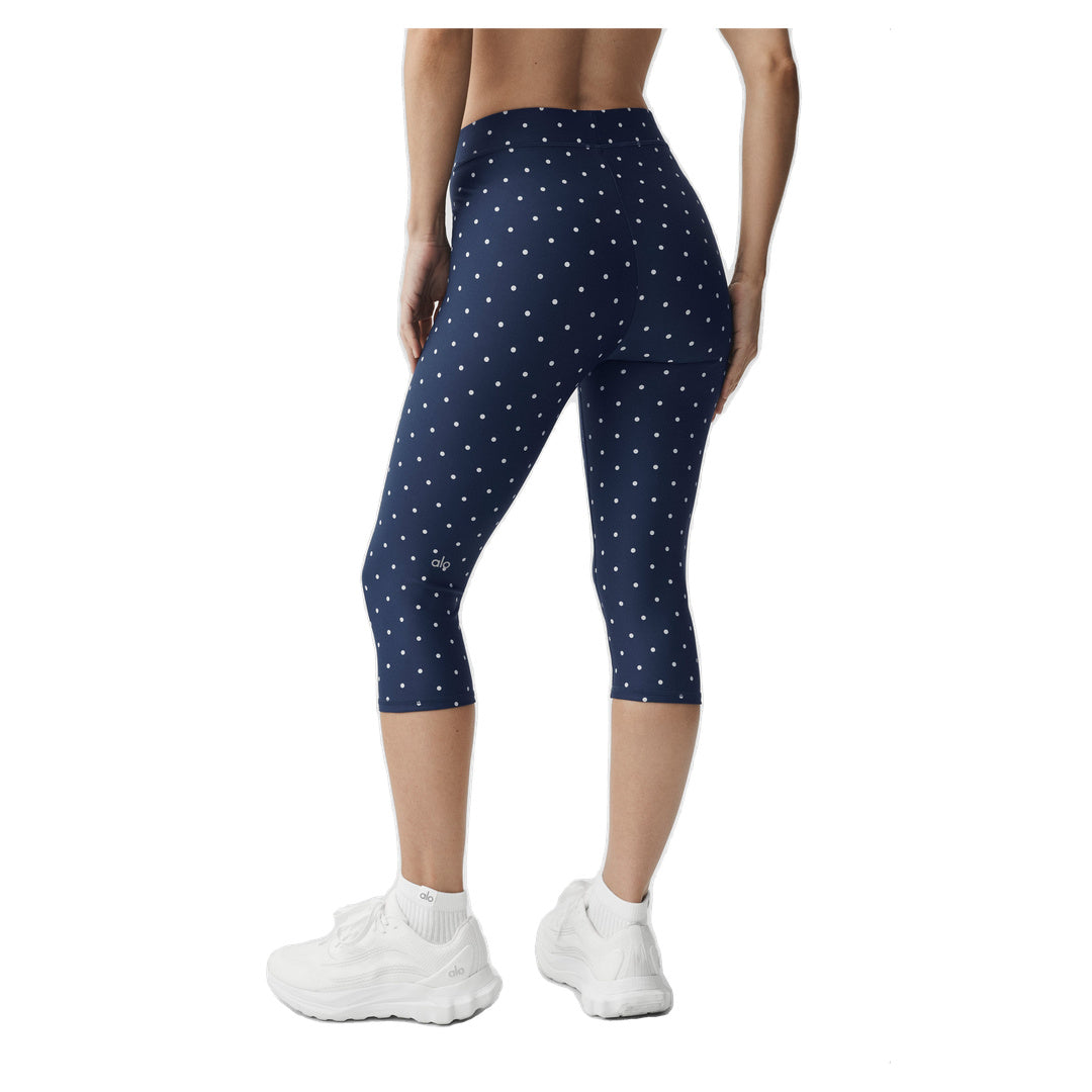 ALO Airlift Polka Dot High-Waist Iconic 90's Capri - Navy/White