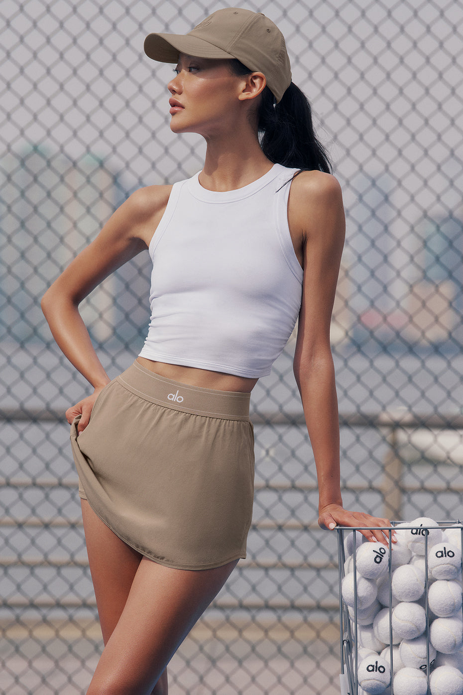 alo Match Point Tennis Skirt - Gravel