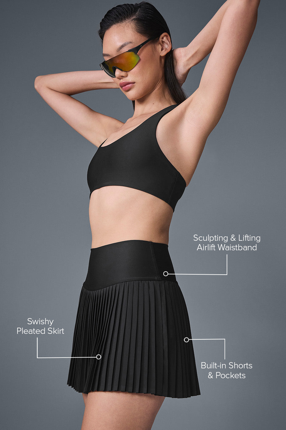 alo Grand Slam Tennis Skirt - Black