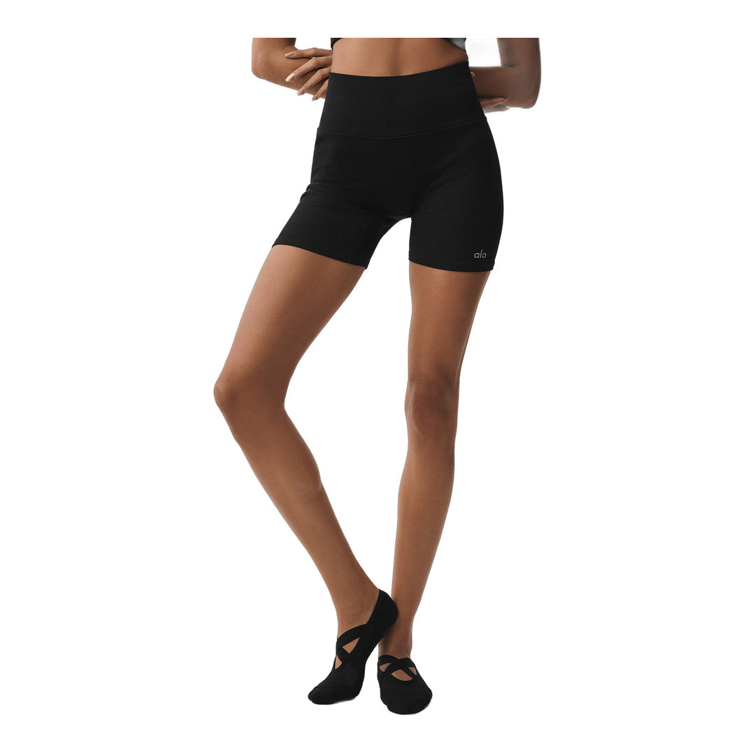 alo 5" Seamless Ribbed Favorite Short - Black