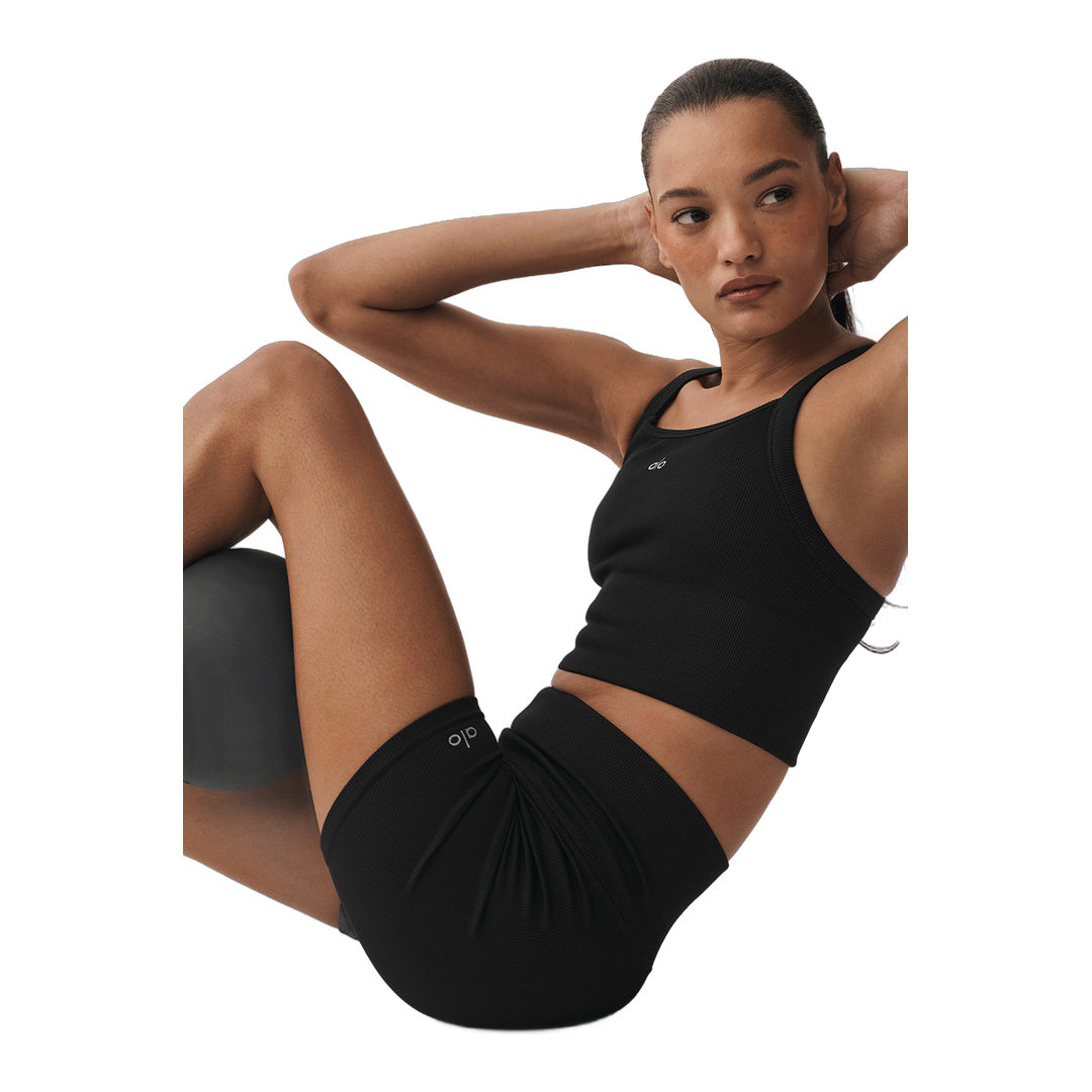 alo 5" Seamless Ribbed Favorite Short - Black