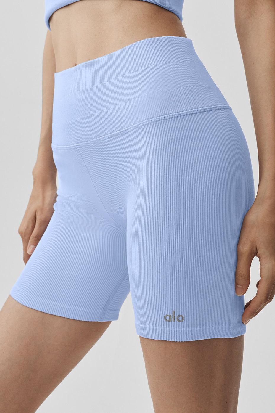 alo 5" Seamless Ribbed Favorite Short - Light Provence Blue