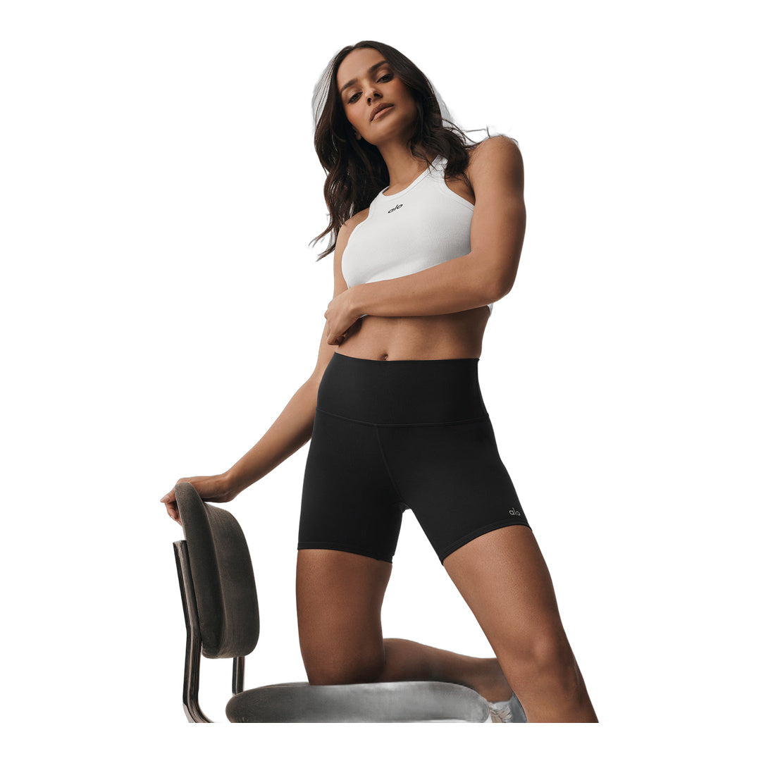 alo 5" Airbrush High-Waist Biker Short - Black