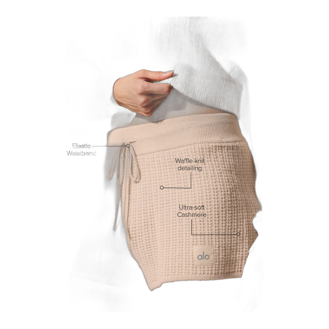 alo Cashmere High-Waist Plush Waffle Short - Macadamia Blush