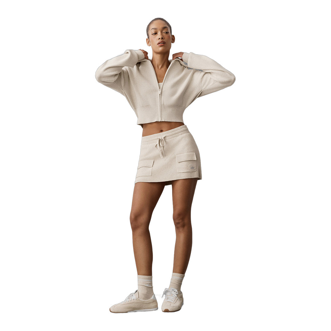 alo Scholar Knit Cargo Skirt - Oatmeal Heather