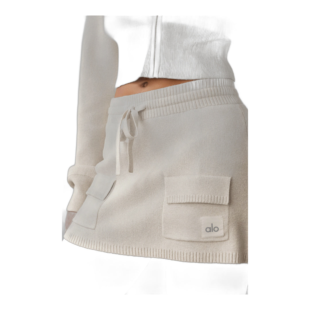 alo Scholar Knit Cargo Skirt - Oatmeal Heather
