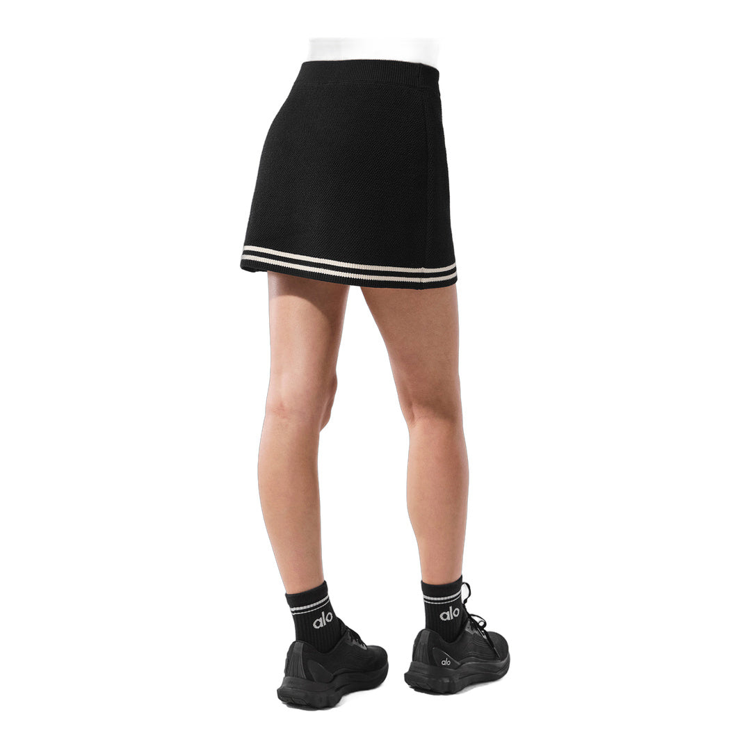 alo Tennis Club Sweater Knit Skirt - Black/Ivory
