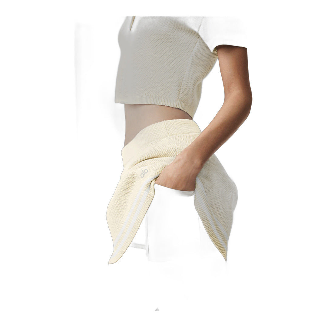 alo Tennis Club Sweater Knit Skirt - Oatmeal/White