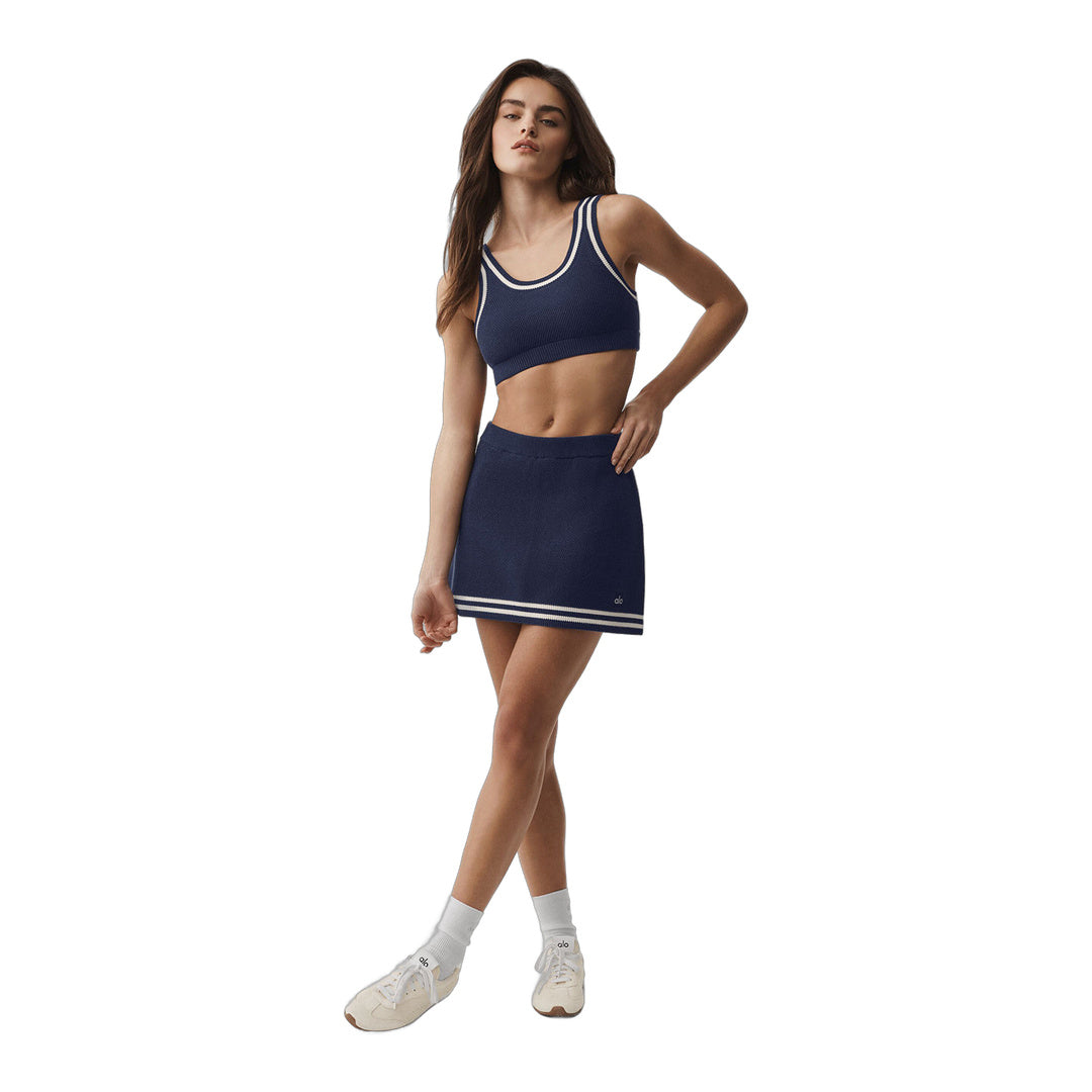 alo Tennis Club Sweater Knit Skirt - Navy/Ivory