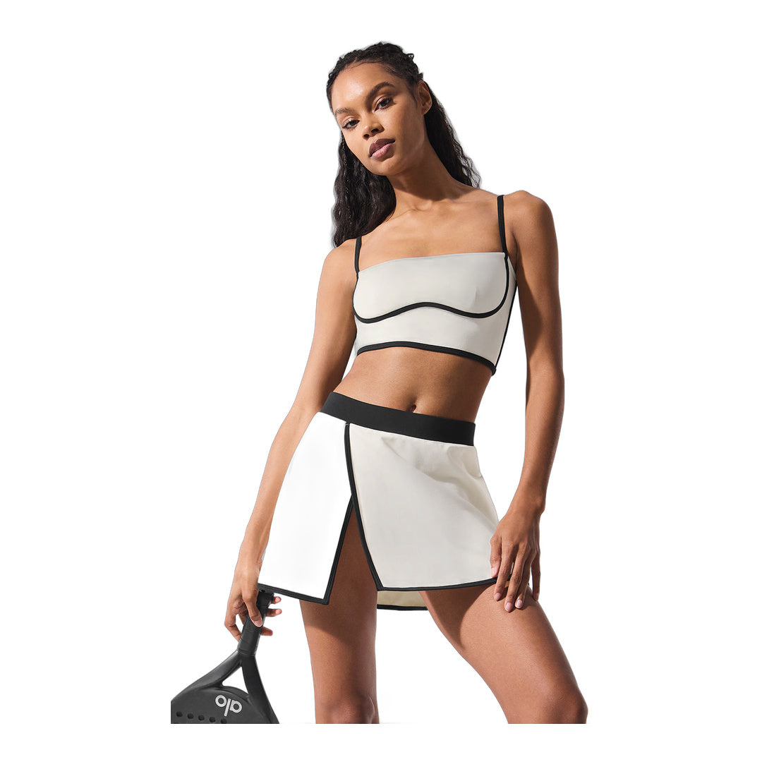 alo Airbrush Streamlined Bra Tank - Ivory/Black