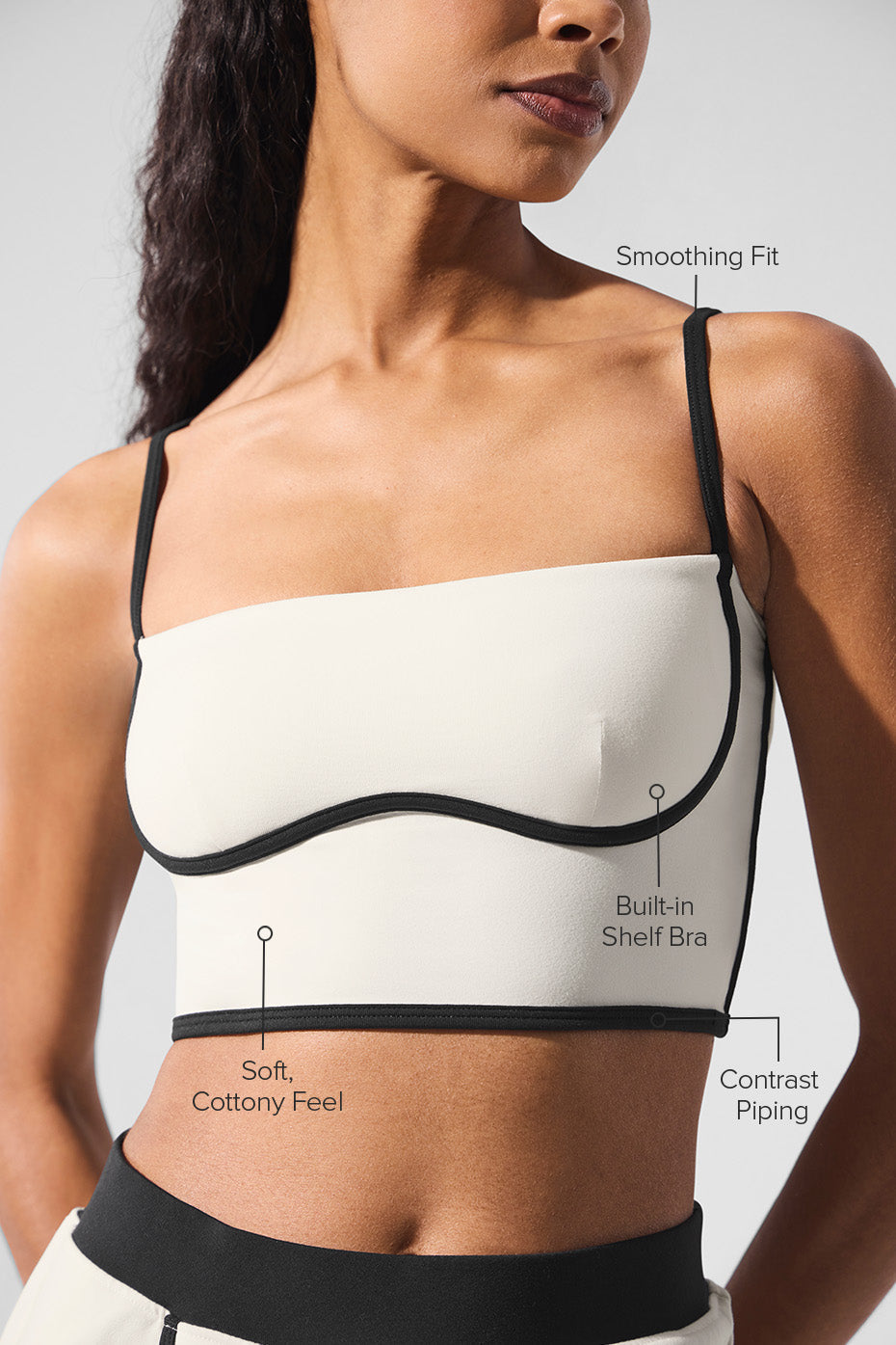 alo Airbrush Streamlined Bra Tank - Ivory/Black