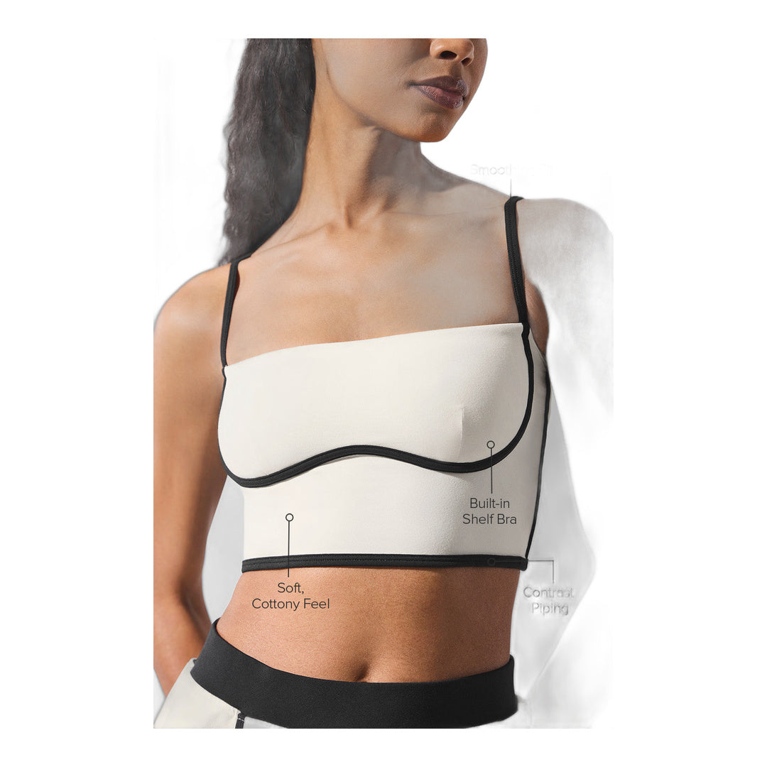 alo Airbrush Streamlined Bra Tank - Ivory/Black