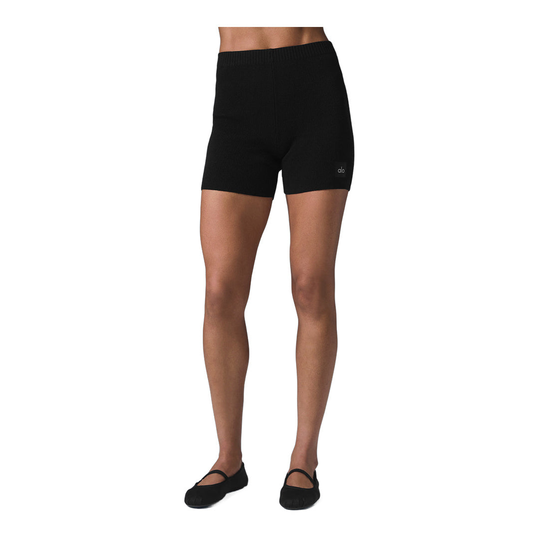 alo Scholar Knit High-Waist Short - Black