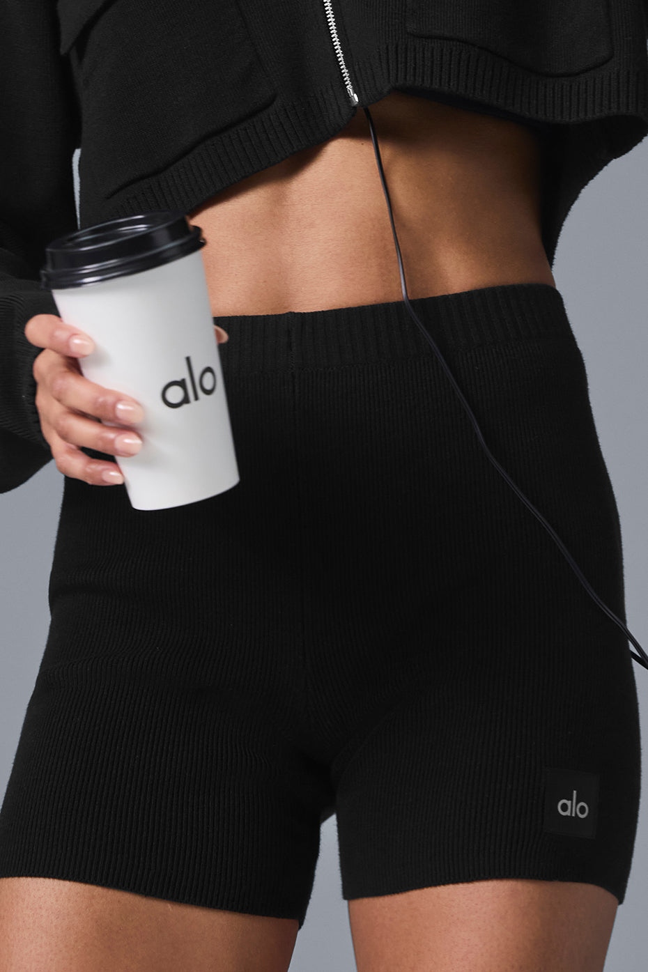 alo Scholar Knit High-Waist Short - Black