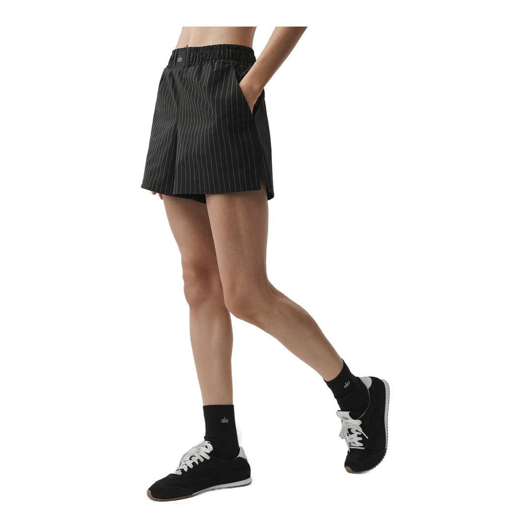 alo Pinstripe Daylight Boxer Short - Black/Titanium