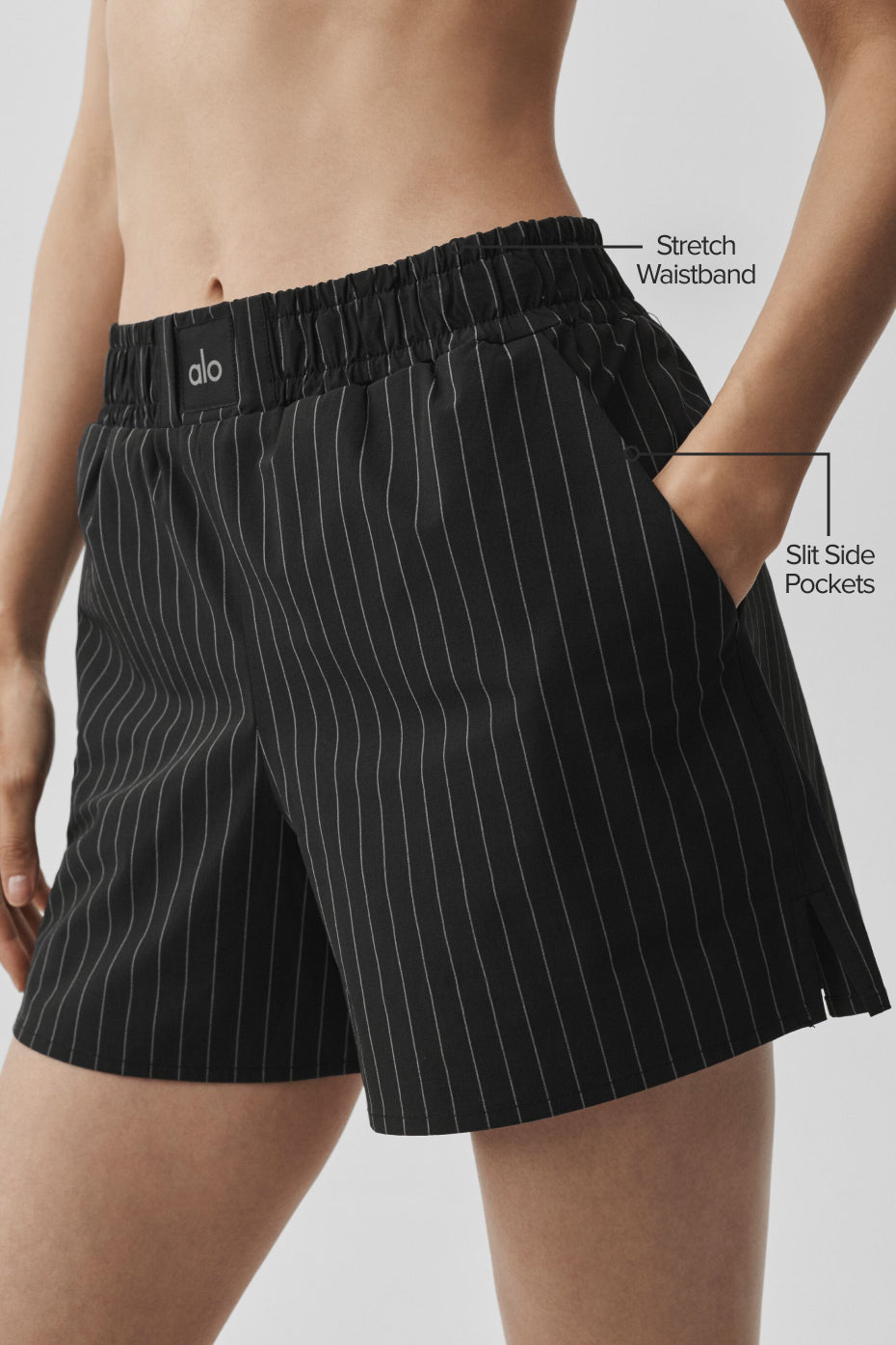 alo Pinstripe Daylight Boxer Short - Black/Titanium