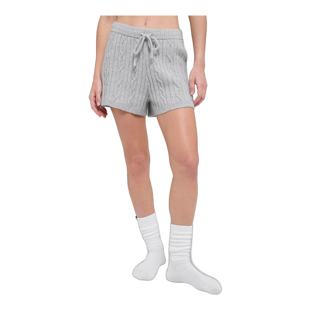 alo Cable Knit Winter Bliss Short - Athletic Heather Grey