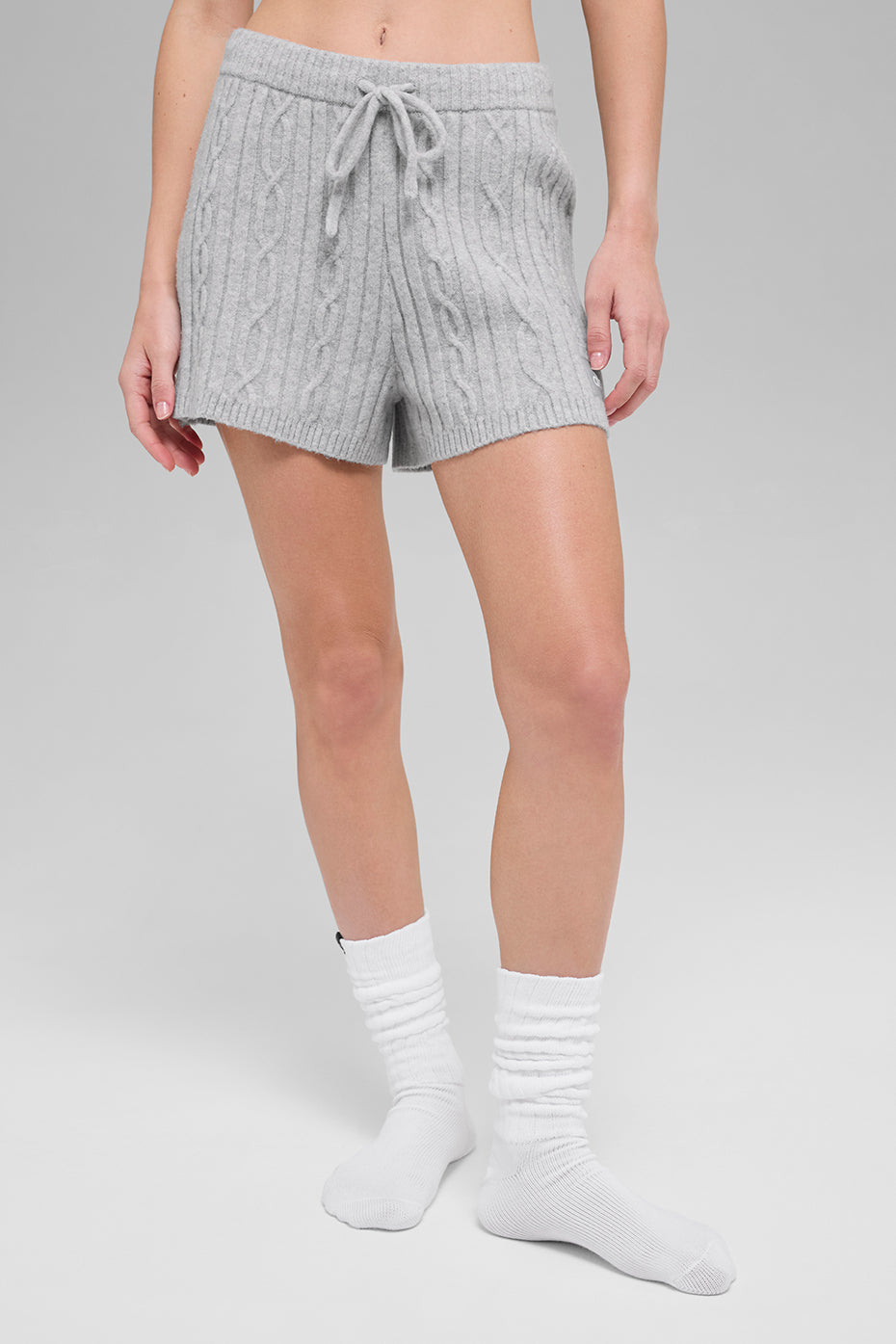 alo Cable Knit Winter Bliss Short - Athletic Heather Grey