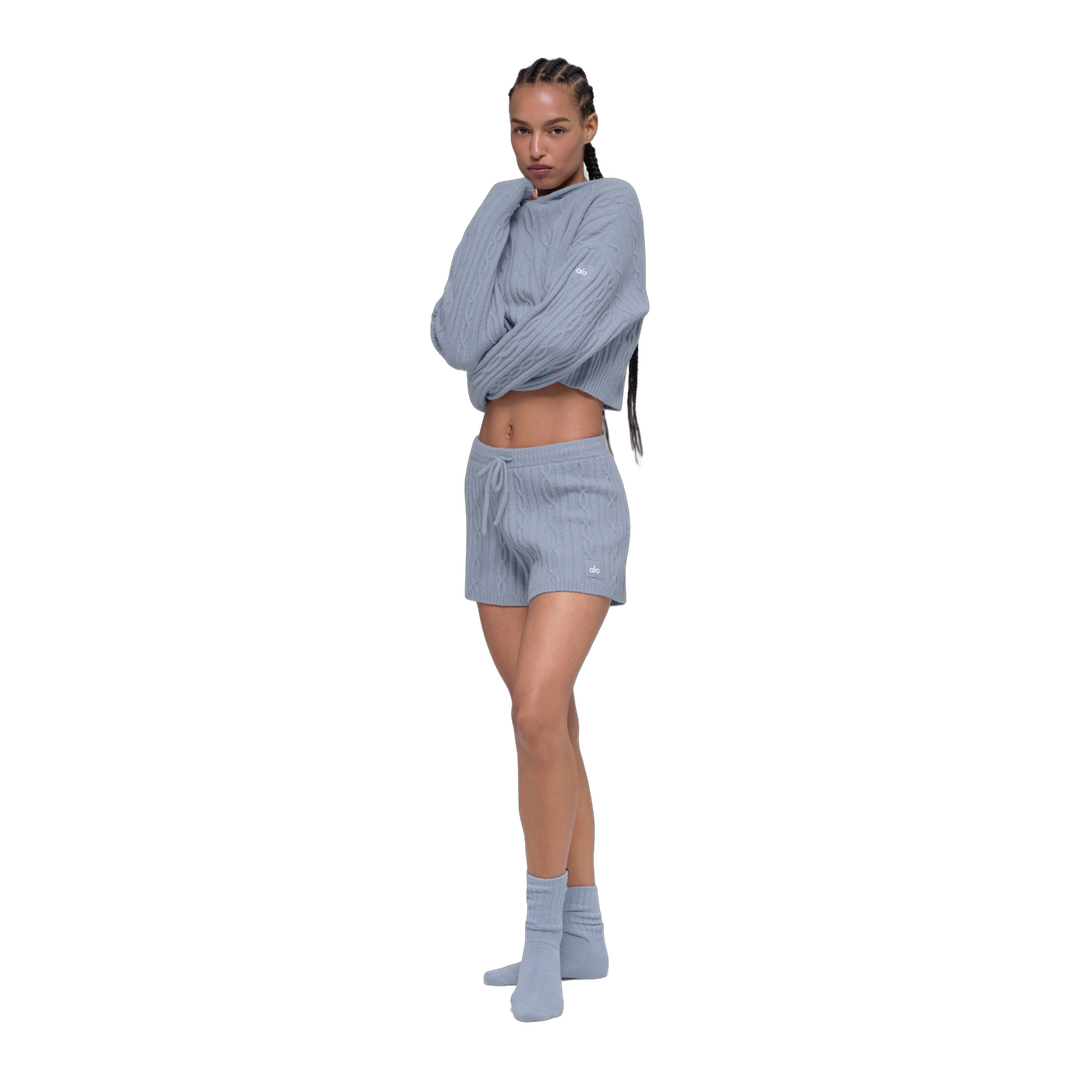 alo Cable Knit Winter Bliss Short - Winter Frost