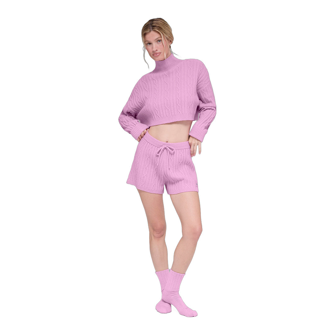 alo Cable Knit Winter Bliss Short - Candy Heart Pink