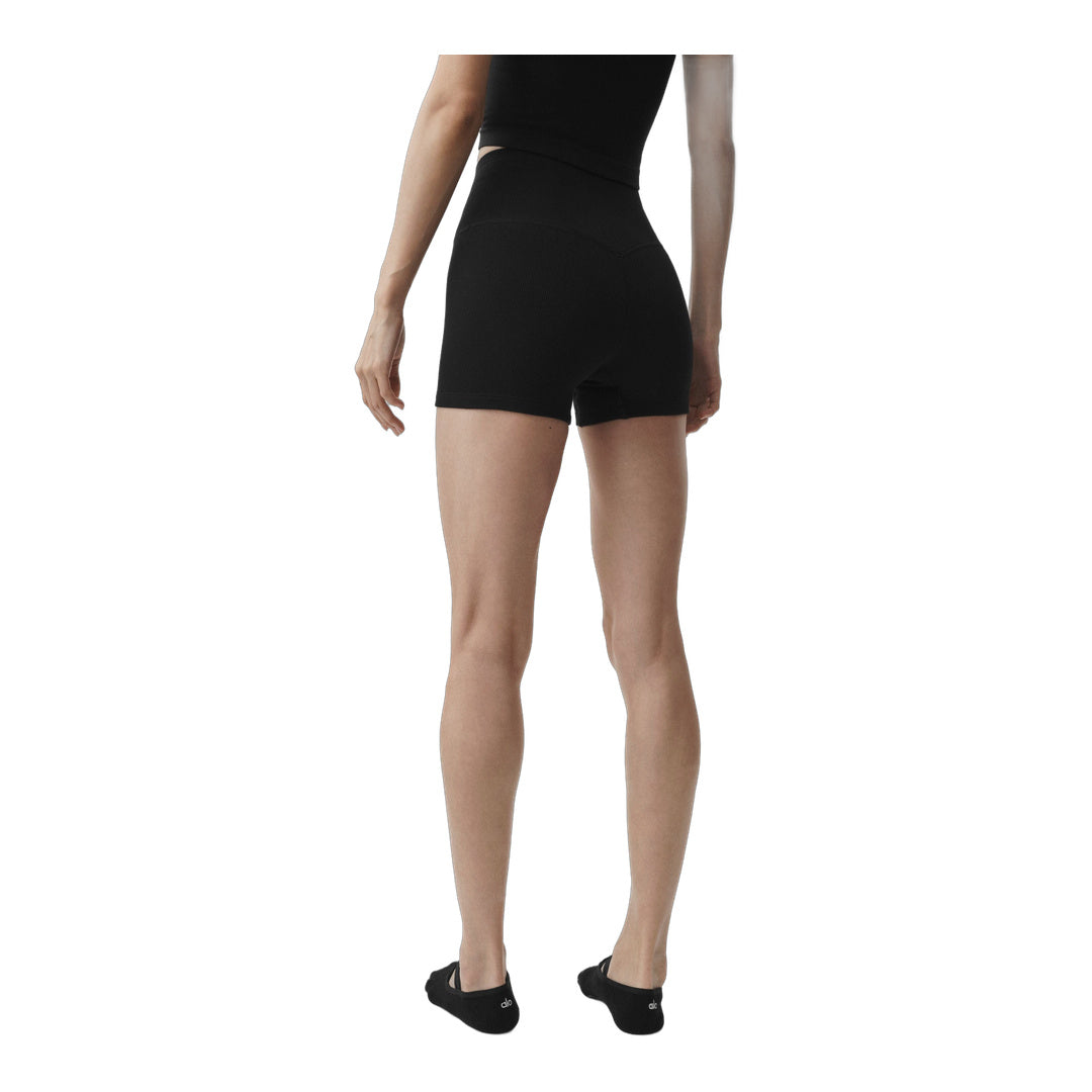 alo 4" Seamless Modal Ribbed High-Waist Short - Black