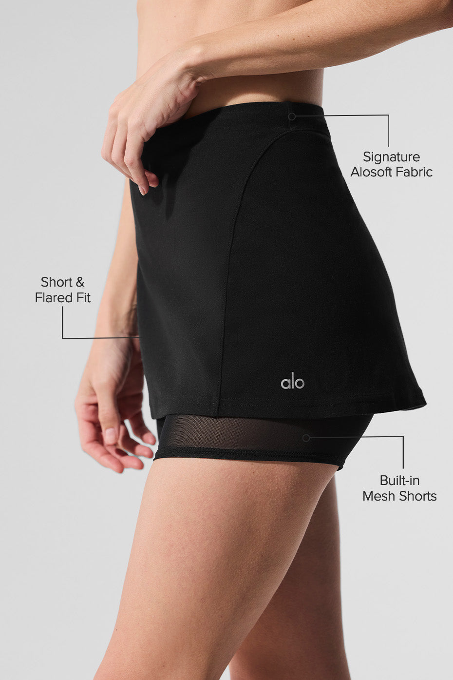 alo Alosoft Serve It Up Skirt - Black