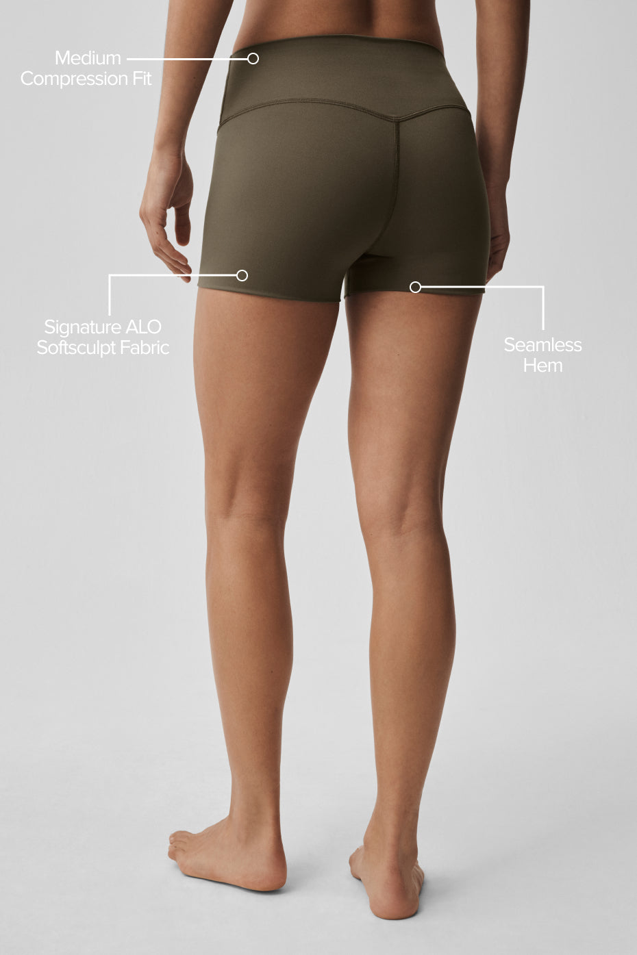 alo 3" ALO Softsculpt High-Waist Precision Short - Olive Tree
