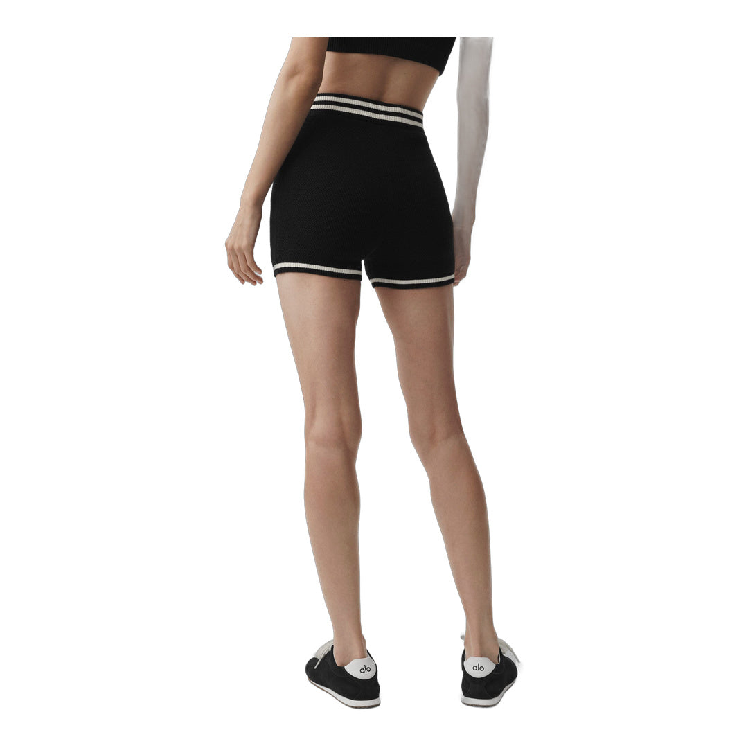 alo Tennis Club Sweater Knit Hot Short - Black/Ivory