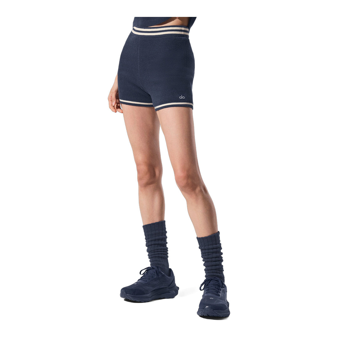 alo Tennis Club Sweater Knit Hot Short - Navy/Ivory