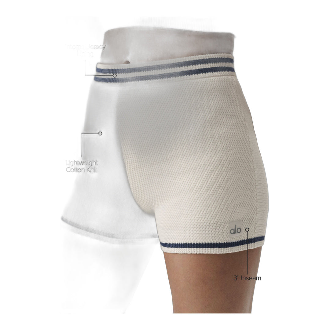 alo Tennis Club Sweater Knit Hot Short - Ivory/Navy