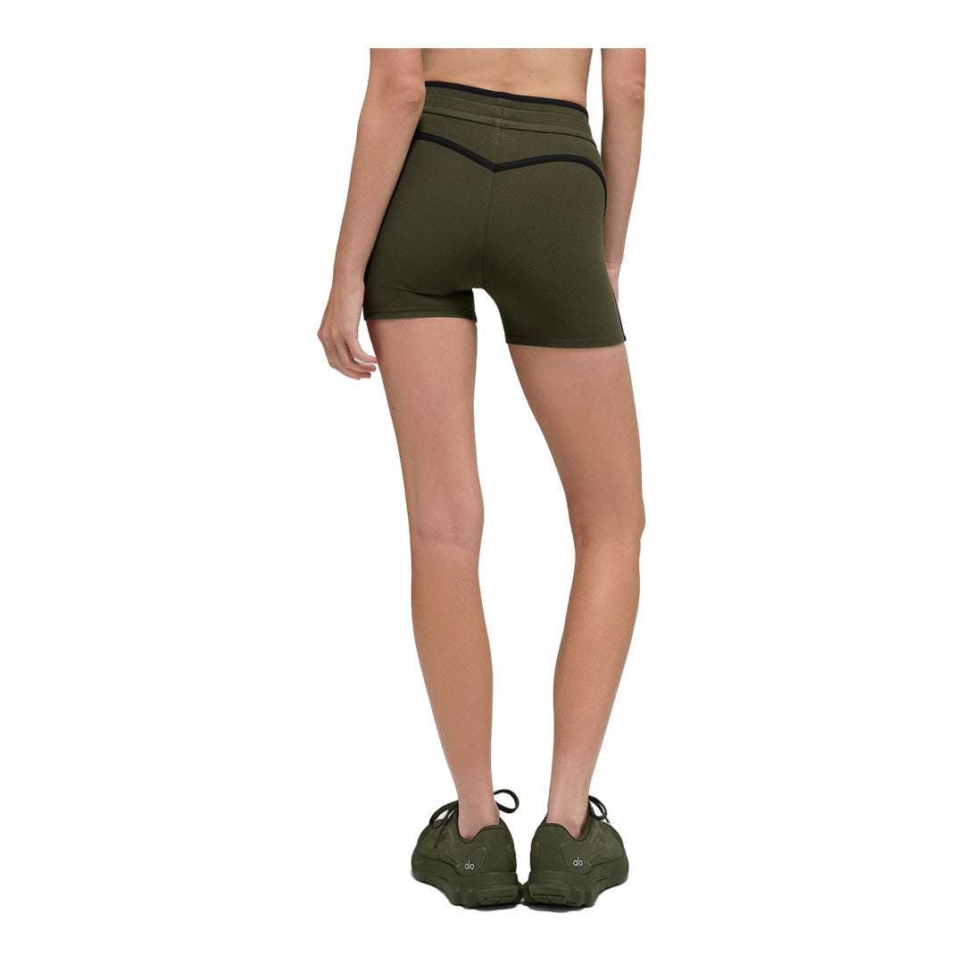 alo 4" Airbrush High-Waist Race Pace Short - Green Olive/Black