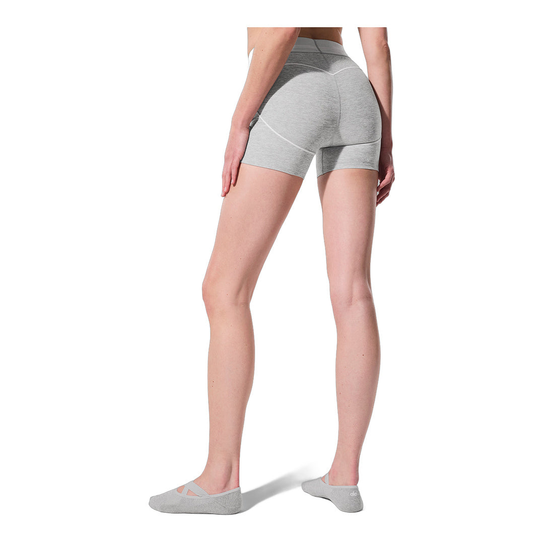 alo 4” Alosoft High-Waist Heart Throb Short - Athletic Heather Grey/White