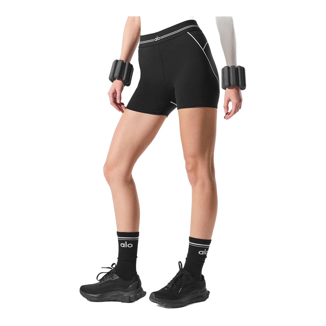 alo 4" Airbrush High-Waist Heart Throb Short - Black/White